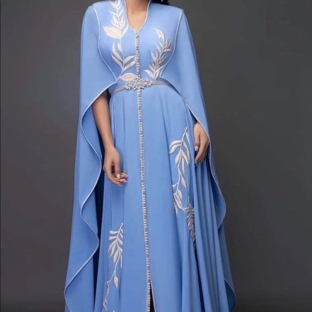Baby Blue royal Moroccan cape kaftan
